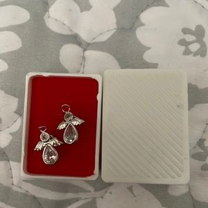 NWT real silver angel stone earrings